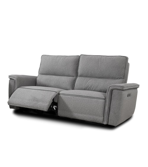 Set divani recliner Velveta 2 e 3 posti elettrici in tessuto L008 grigio