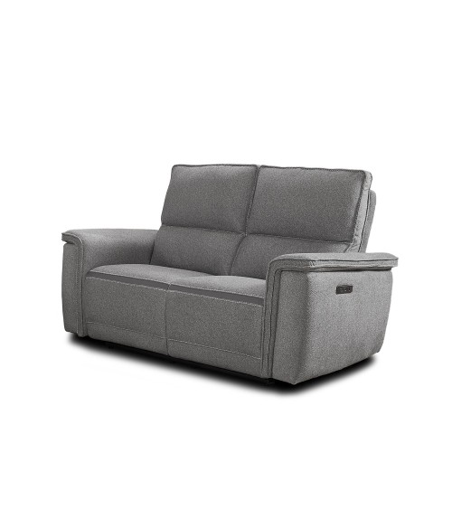 Set divani recliner Velveta 2 e 3 posti elettrici in tessuto L008 grigio