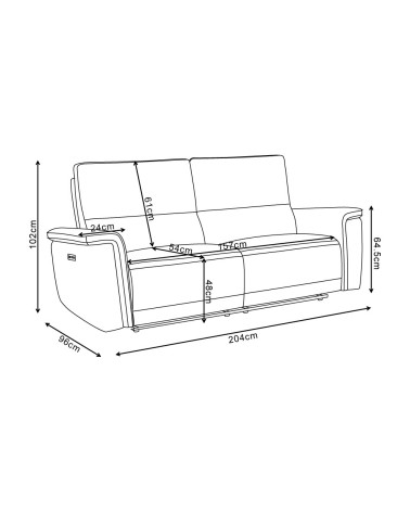 Set divani recliner Velveta 2 e 3 posti elettrici in tessuto L008 grigio