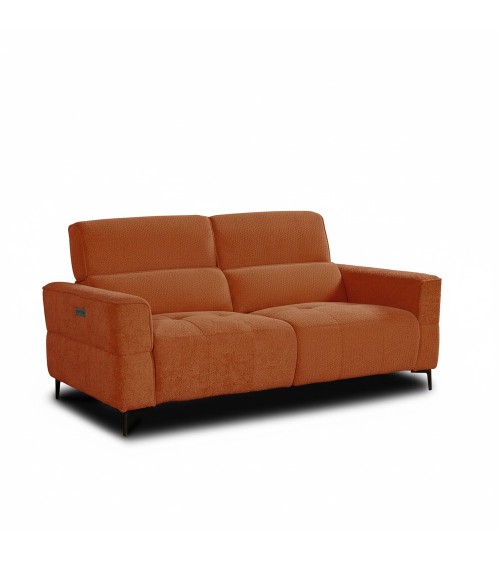 Set divani recliner Luxora 2 e 3 posti elettrici in tessuto E006 aragosta