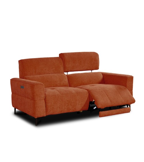 Set divani recliner Luxora 2 e 3 posti elettrici in tessuto E006 aragosta