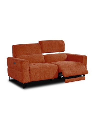 Set divani recliner Luxora 2 e 3 posti elettrici in tessuto E006 aragosta