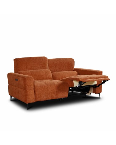 Set divani recliner Luxora 2 e 3 posti elettrici in tessuto E006 aragosta