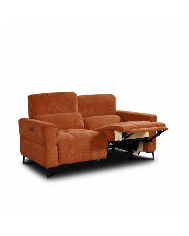 Set divani recliner Luxora 2 e 3 posti elettrici in tessuto E006 aragosta