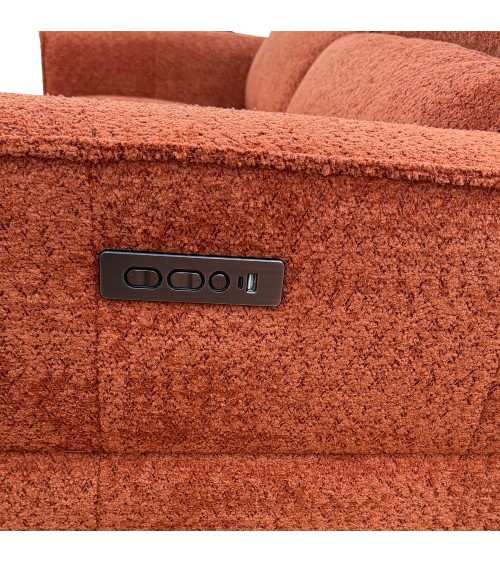 Set divani recliner Luxora 2 e 3 posti elettrici in tessuto E006 aragosta
