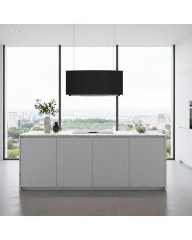 Cappa Samet a isola MCIB101 90 cm. con pannelli in vetro curvi colore nero