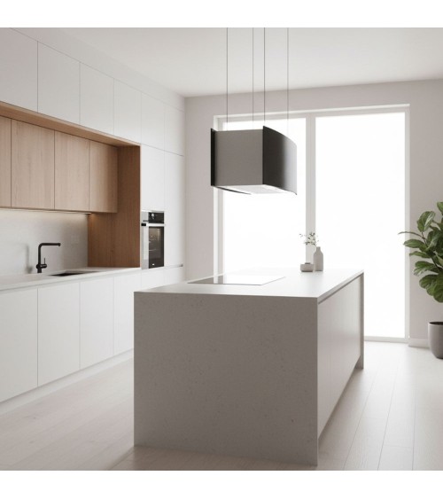 Cappa Samet a isola MCIB101 90 cm. con pannelli in vetro curvi colore nero