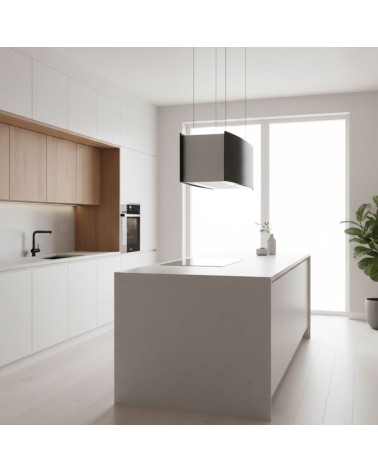 Cappa Samet a isola MCIB101 90 cm. con pannelli in vetro curvi colore nero