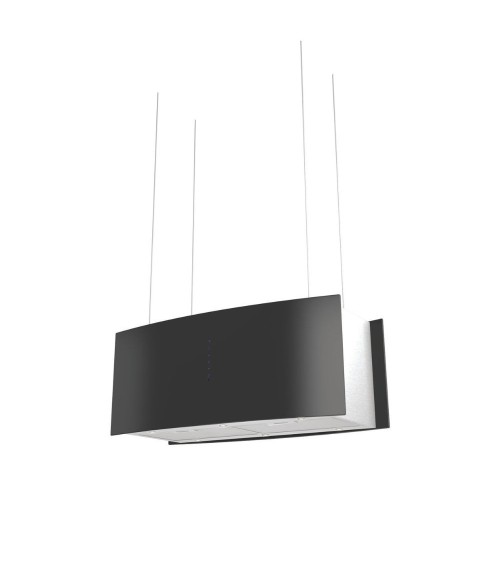 Cappa Samet a isola MCIB101 90 cm. con pannelli in vetro curvi colore nero