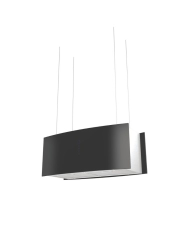 Cappa Samet a isola MCIB101 90 cm. con pannelli in vetro curvi colore nero