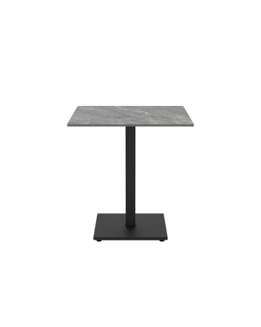Set 2 tavoli Elora 70x70 con piano in ceramica effetto marmo grigio e gambe nere
