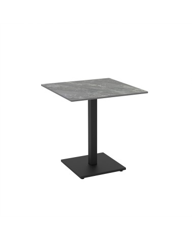 Set 2 tavoli Elora 70x70 con piano in ceramica effetto marmo grigio e gambe nere