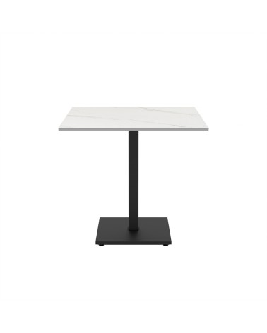 Set 2 tavoli Elora 80x80 con piano in ceramica effetto marmo bianco calacatta e gambe nere
