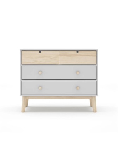Cassettiera Estefania in legno con 2 cassetti bianchi e 2 cassettini pino
