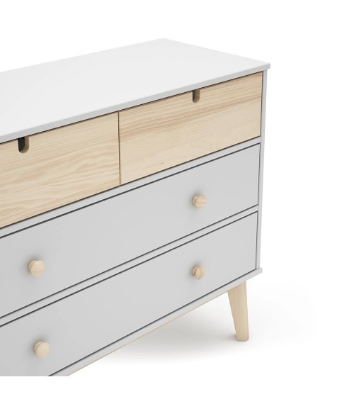 Cassettiera Estefania in legno con 2 cassetti bianchi e 2 cassettini pino