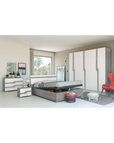 Camera da letto Loriana grigio e bianco frassino
