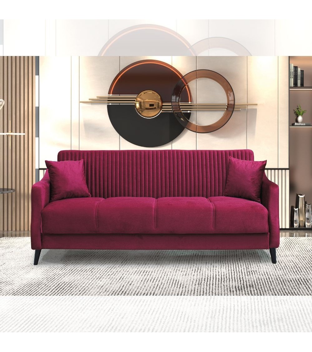 Divano letto contenitore Montana 3 posti colore bordeaux