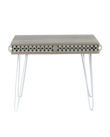 Scrivania Illia piedi in metallo bianco e piano rovere 96x51x75 HMT190642