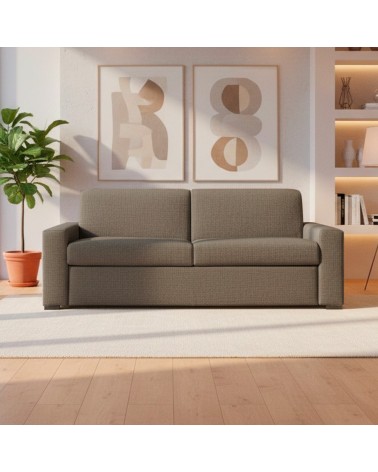 Divano letto Flash 3 posti con rete elettrosaldata in tessuto Queens taupe