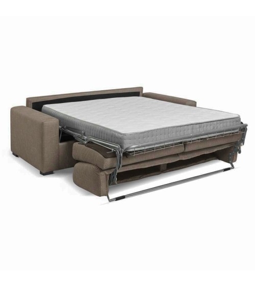 Divano letto Flash 3 posti con rete elettrosaldata in tessuto Queens taupe