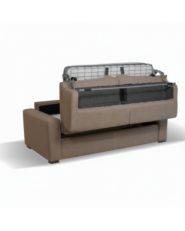 Divano letto Flash 3 posti con rete elettrosaldata in tessuto Queens camel