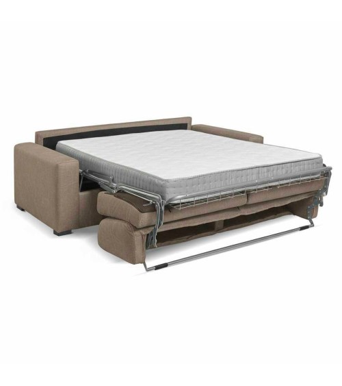 Divano letto Flash 3 posti con rete elettrosaldata in tessuto Queens camel