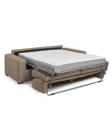 Divano letto Flash 3 posti con rete elettrosaldata in tessuto Queens camel
