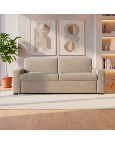 Divano letto Flash 3 posti con rete elettrosaldata in tessuto Queens beige