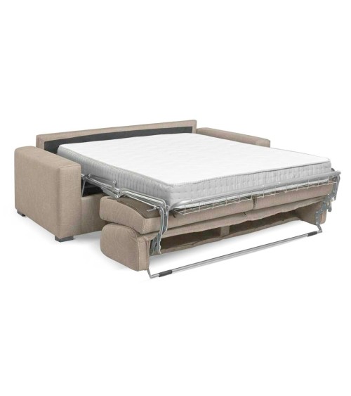 Divano letto Flash 3 posti con rete elettrosaldata in tessuto Queens beige