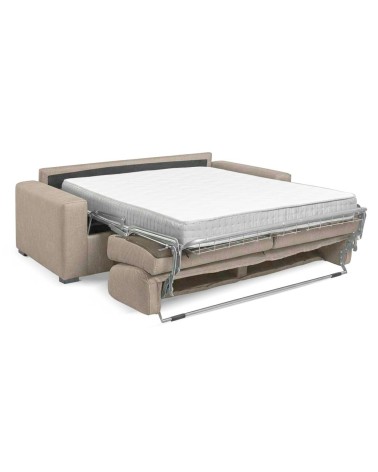 Divano letto Flash 3 posti con rete elettrosaldata in tessuto Queens beige