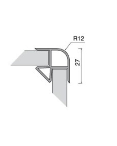 Angolare per zoccolo 90° R12 doppio rivestimento in PVC alluminio satinato H 10 cm.