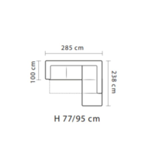 Divano angolare Gisella Mozart con pouff contenitore sinistro 285x238 mozart 9 elephant e mozart 4 light grey