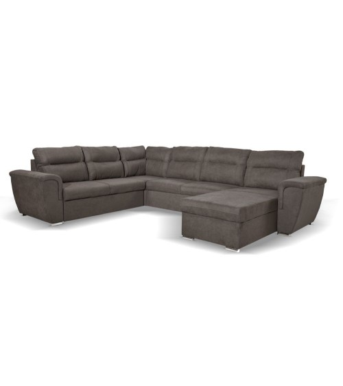Divano angolare Washington con letto e 2 contenitori in tessuto khaki Enjoy 09