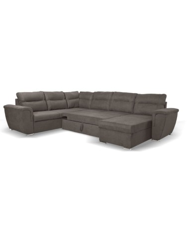 Divano angolare Washington con letto e 2 contenitori in tessuto khaki Enjoy 09