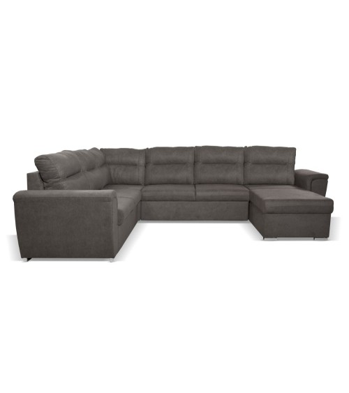 Divano angolare Washington con letto e 2 contenitori in tessuto khaki Enjoy 09