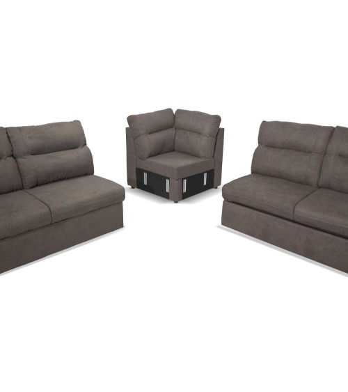 Divano angolare Washington con letto e 2 contenitori in tessuto khaki Enjoy 09