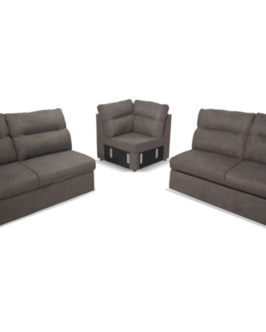 Divano angolare Washington con letto e 2 contenitori in tessuto khaki Enjoy 09