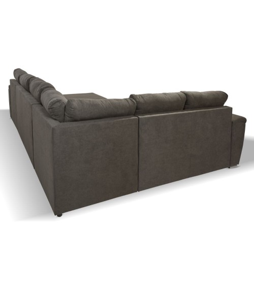 Divano angolare Washington con letto e 2 contenitori in tessuto khaki Enjoy 09