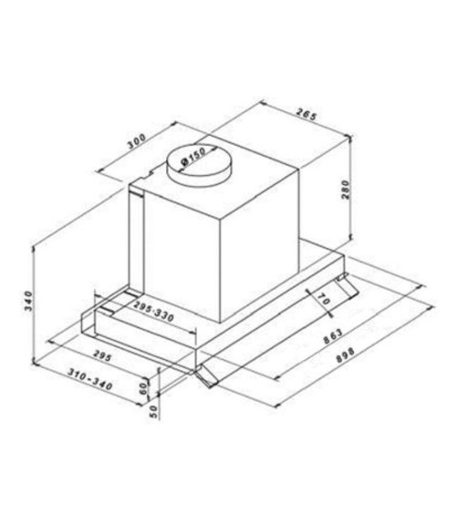 Samet Cappa sotto pensile potenza aspirante 550 m3/h Keller 90  inox