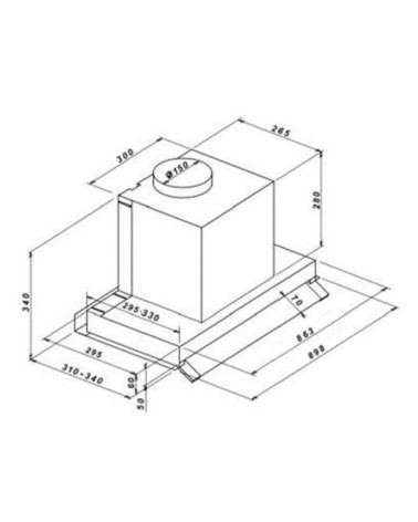 Samet Cappa sotto pensile potenza aspirante 550 m3/h Keller 90  inox
