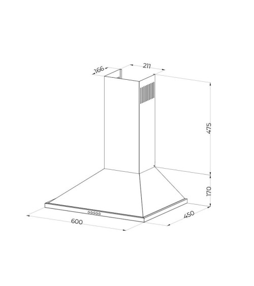 Cappa a piramide 60 cm Eolo 60 nera Samet