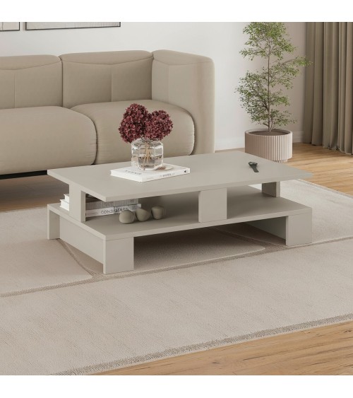 Tavolino da salotto Mansu cashmere doppio ripiano