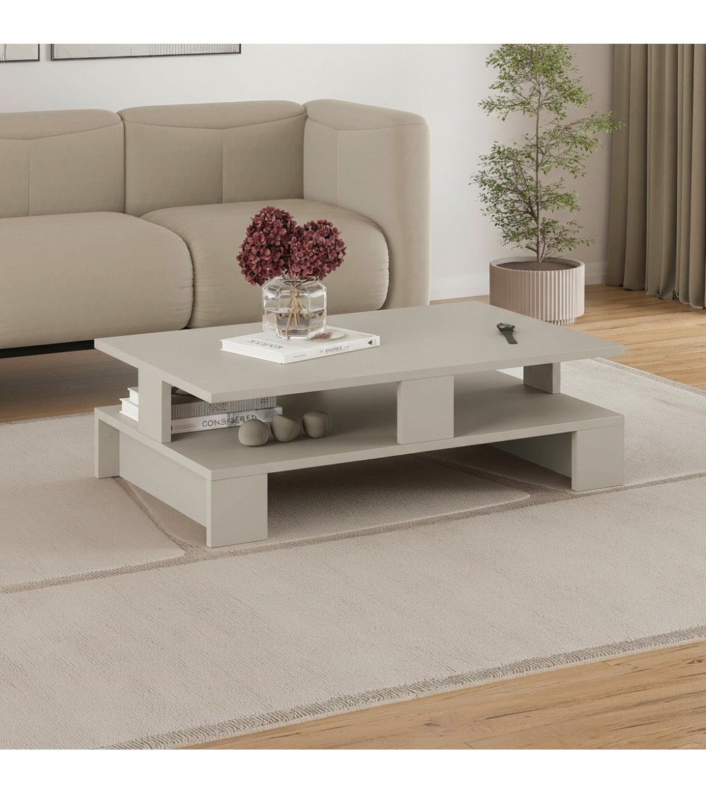 Tavolino da salotto Mansu cashmere doppio ripiano