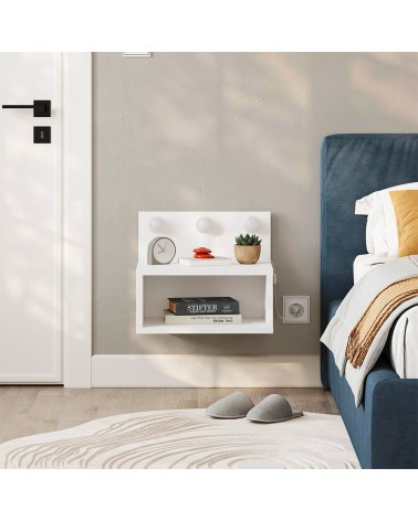Comodino sospeso Treo con luci integrate colore bianco
