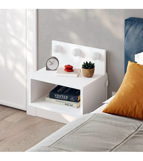 Comodino sospeso Treo con luci integrate colore bianco