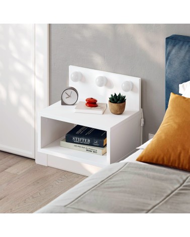 Comodino sospeso Treo con luci integrate colore bianco