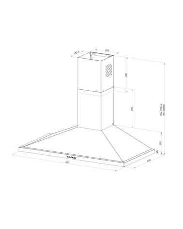 Cappa a piramide 90 cm Eolo 90 nera Samet