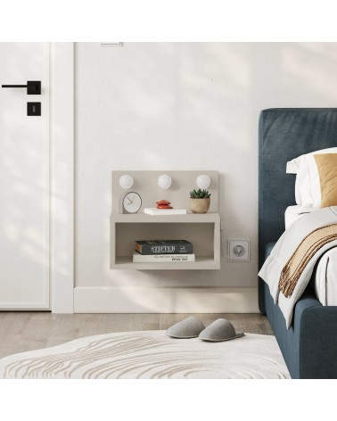 Comodino sospeso Treo con luci integrate colore cashmere