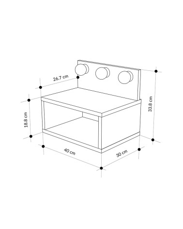 Comodino sospeso Treo con luci integrate colore cashmere