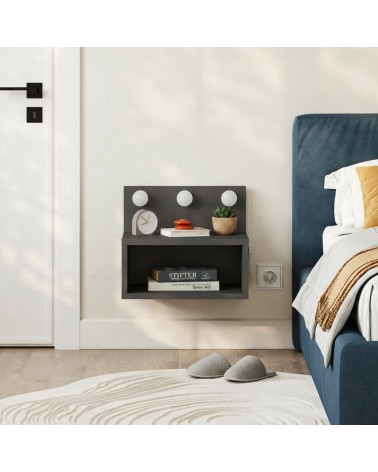 Comodino sospeso Treo con luci integrate colore antracite
